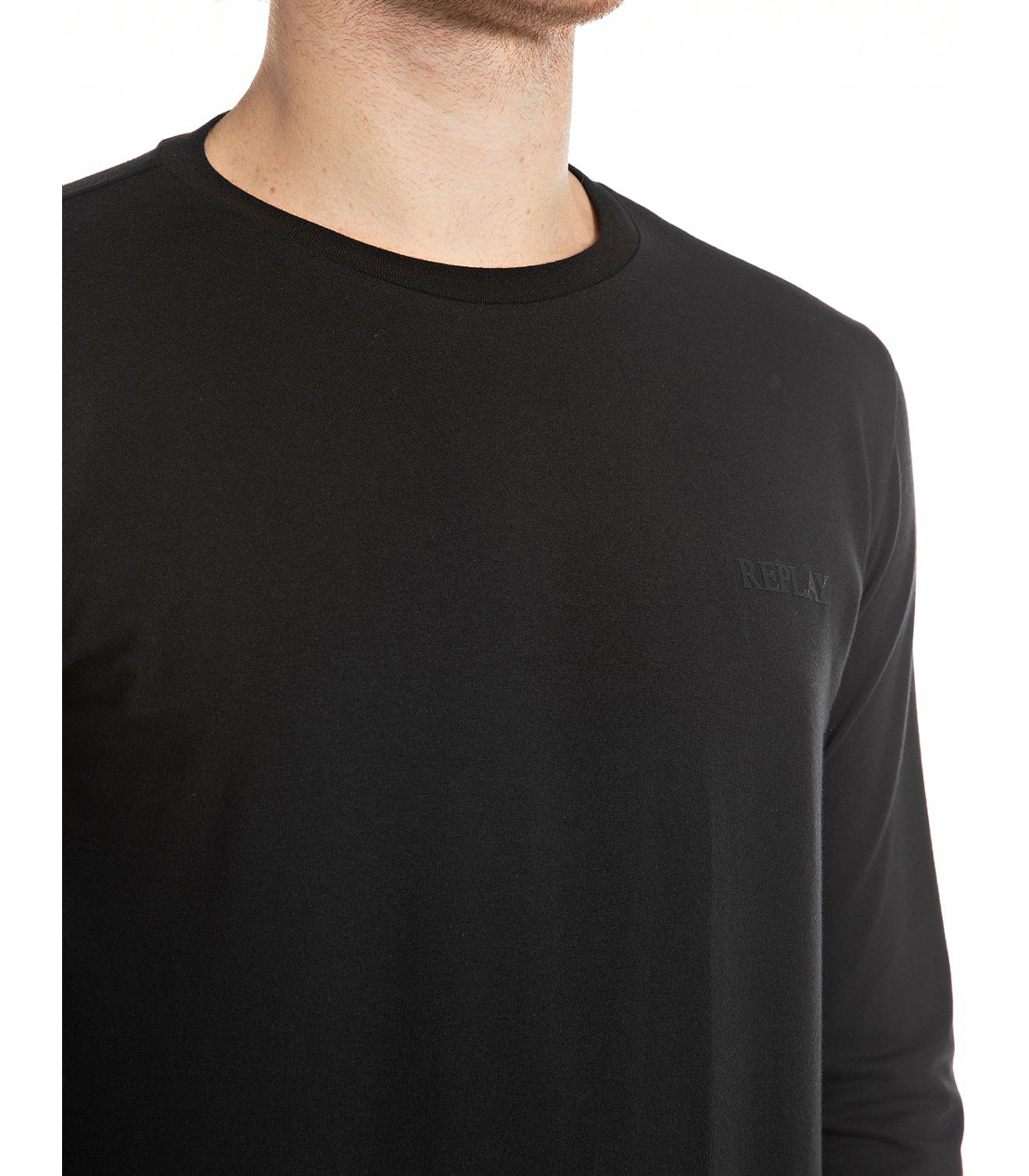 REPLAYロゴ ストレッチジャージーロンT 詳細画像 ブラック 3